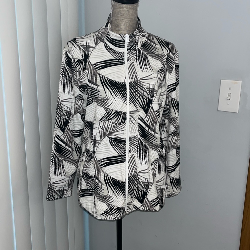 T Talbots Mockneck High Low Active Zip Up Jacket UPF 50+ XL P